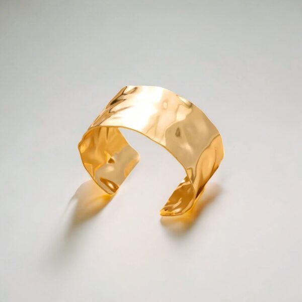 Gold-plated cuff bracelet with hammered design