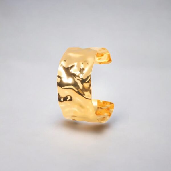 Gold-plated cuff bracelet with hammered design - Image 2