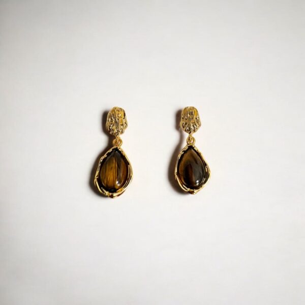 Elegant Imitation Stone Earrings in Amber Hue