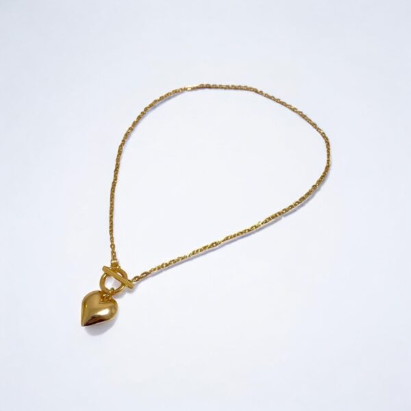 Elegant Gold Heart Necklace T-Bar Clasp - Image 2